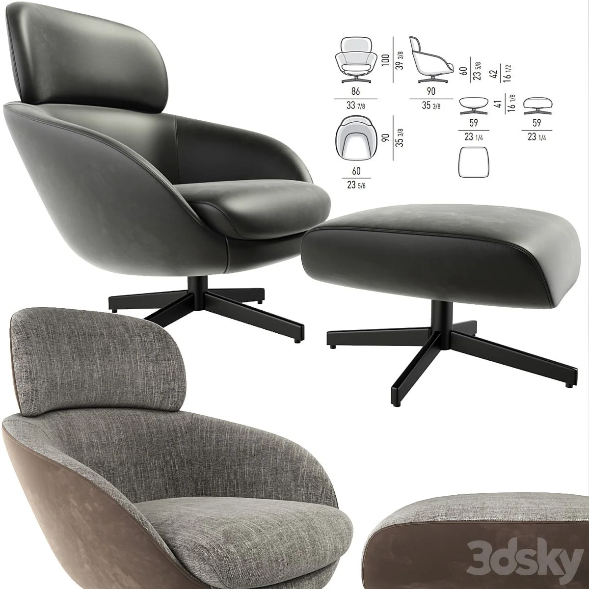 Minotti Russell Arm Chair With Puff